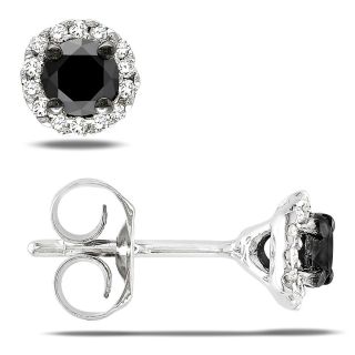 Black and White Diamond Ear Pin Earrings 1 2 CTW