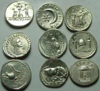  original silver COPY denarius/Nero/Pompey/Julius Caesar/Brutus EID MAR