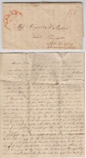 C4815 1839 Barre Vt Stampless Cover to NY Content