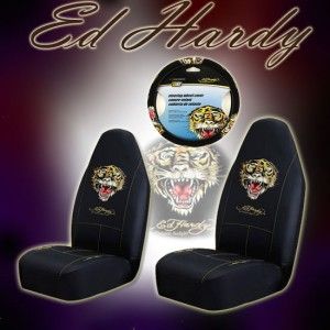 Ed Hardy Tiger Car Seat Covers Steering Wheel Cover New