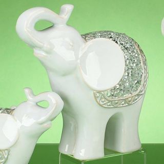 Standing White Elephant Crushed Glass Decor Collectible S1E