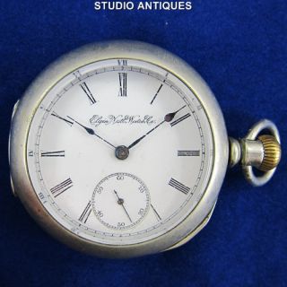 Elgin Pocket Watch Antique Dueber Silverine 15J Grade 142 18s Lever