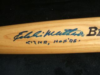 Eddie Mathews Signed Baseball Bat RARE HOF 78 512 HR Inscription JSA