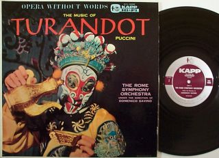Dominico Savino Music of Turandot Kapp LP Easy Listening Vinyl Record