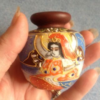 Japan Japanese Mini Miniature Vase Ornate Satsuma Small Unique Odd