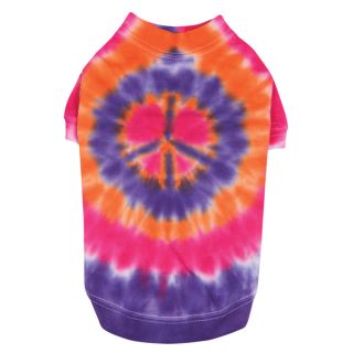Casual Canine Bright Tie Dye Peace Sign Dog Tee Shirt