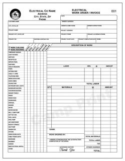 ELECTRICAL WORK ORDER INVOICE   2 PART CARBONLESS