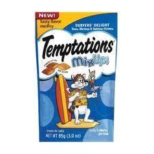 New Temptations Mix Up cat treats  3 OZ bags. Surfers Delight