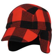 New Elmer Fudd Style Flannel Fleece Cap Hat Red Black