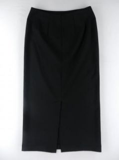Eddie Bauer Long Black Wool Blend Straight Back Slit Skirt Womens Sz 6