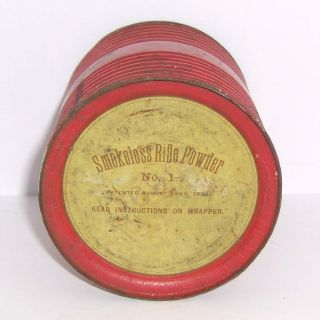 Antique E I Dupont Smokeless Rifle Powder No 1 Round Tin Can Pat Aug