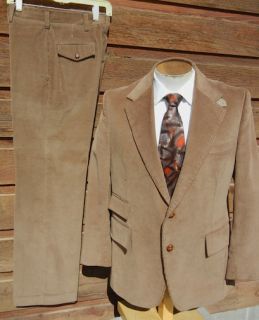 Vintage 1980s HAGGAR GALLERY Wide Wale Corduroy Suit 42R 33x31  Plush