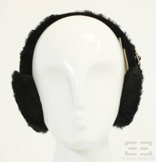 ugg black shearling leather ear muffs new