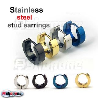 Pair Cool Mens Stainless Steel Hoop Earring 4 COLORS Available