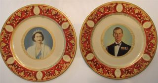  Portland Ware Metal Tin Plates of Queen Elizabeth II Duke of Edinburgh