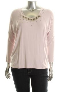 Karen Kane New Pink Dolman Sleeve Embellished Shirt Knit Top Plus 3X