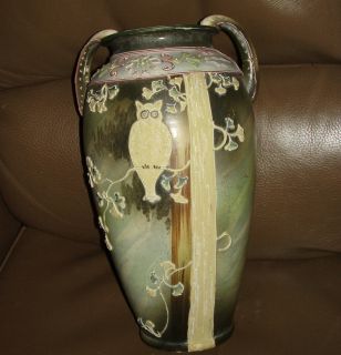 Amazing Antique Early 1900s NIPPON OWL in Branch VASE MORIAGE 13