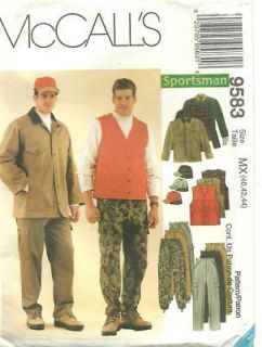 McCalls 9583 OOP Sewing Pattern UNCUT Mens Hunting Jacket Vest Pants