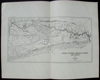1894 Antique Map Upper Potomac Elk Garden Coal Basins Allegheny Ridge