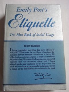 Emily Posts Etiquette The Blue Book of Social Usage 1950 HC by Emily