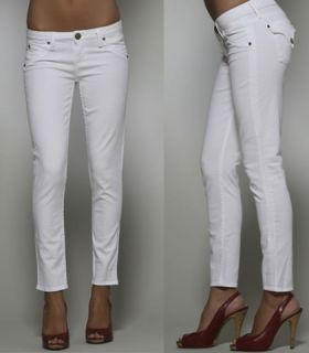Hudson Jeans Emily Flap Pkt Super Skinny Crop Stretch White Jeans Sz