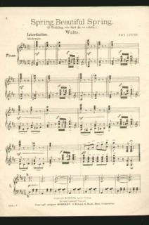 Spring Beautiful Spring Lincke 1932 Piano Sheet Music