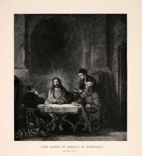  Engraving Timothy Cole Rembrandt Supper Emmaus Dutch Golden Age Jesus