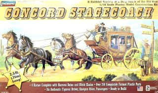 LIN70351 Concord Stagecoach w Figures Horses Lindberg