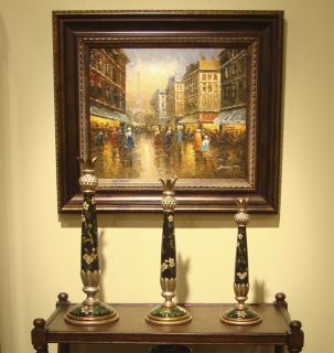 Maitland Smith Set of Three Hand Painted Candlesticks