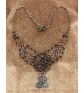 Steampunk Chain Mix Gear Necklace Antique Costume Jewelry *New*