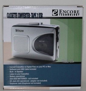 New Encore Technology Portable USB Tape Cassette to Computer 