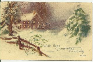 Antique Postcard with Best Christmas Greetings Postmark Warren PA 1921
