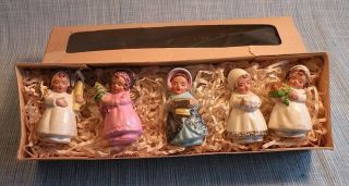 Box Set 5 West German Christmas Girl Angel Ornaments