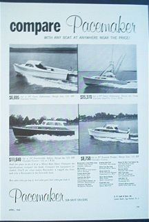 1960 Pacemaker Sea Skiff Cruiser Ad Egg Harbor NJ Fishing Boat Sport