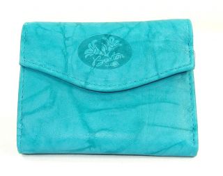 Buxton Genuine Leather Womens Small Mini Trifold Wallet Turquoise