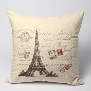 Paris Eiffel Tower decorative pattern pillow cover cushion case Square