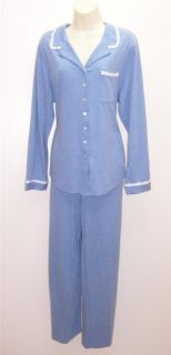 Eileen West Blue 2 Piece Pajama Sleep Set Pant Cotton Large 10 12 14