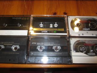 Lot of 6 used blank metal bias cassette tapes TDK Maxell Sony 50 90