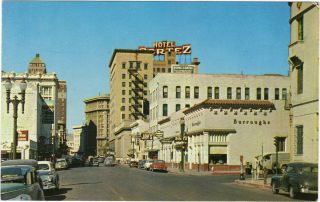 El Paso Texas TX Mills Street Old Cars Hotel Cortez