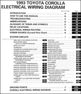 1993 Toyota Corolla Wiring Diagram Manual Original 93