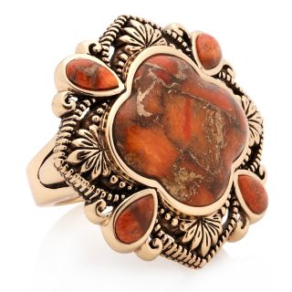 Studio Barse Gemstone Bronze Clover Ring