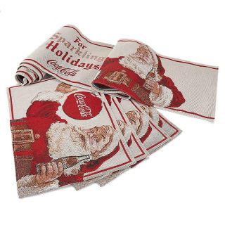 Coca Cola Santa Table Placemats, Table Runner   5 piece at