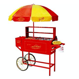 Nostalgia Electrics Carnival Hot Dog Cart with Umbrella at