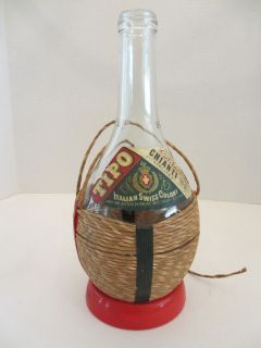   Vintage Rope Wrapped Wine Bottle 4 5 Quart TIPO Chianti Red Empty