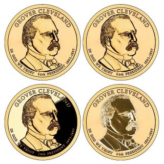 2012 P, D, S and Reverse Proof Grover Cleveland Type Set Dollars at