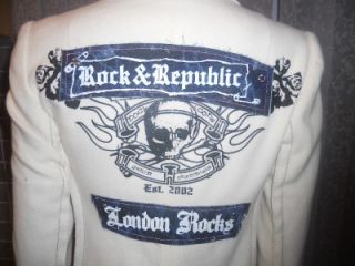 Rock & Republic Eric London Rocks Skull Rose Wool Blazer Jacket Winter