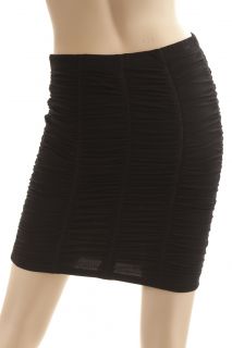BCBG Max Azria Black Shirred Stretch Pencil Skirt Size L