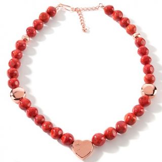 Jay King Red Coral Copper Beaded 20 Heart Necklace