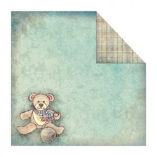 Fabscraps Vintage Baby 12 x 12 Double Sided Paper   Big Bear/Green