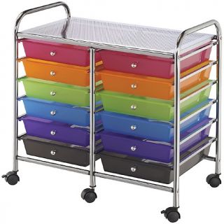 Scrapbooking Rolling Double 12 Drawer Storage Cart   Multi Color